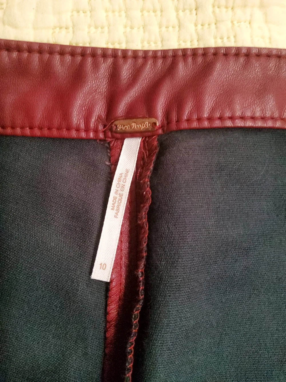 Free People Kaelin Burgundy Faux Leather Moto Cropped Pants